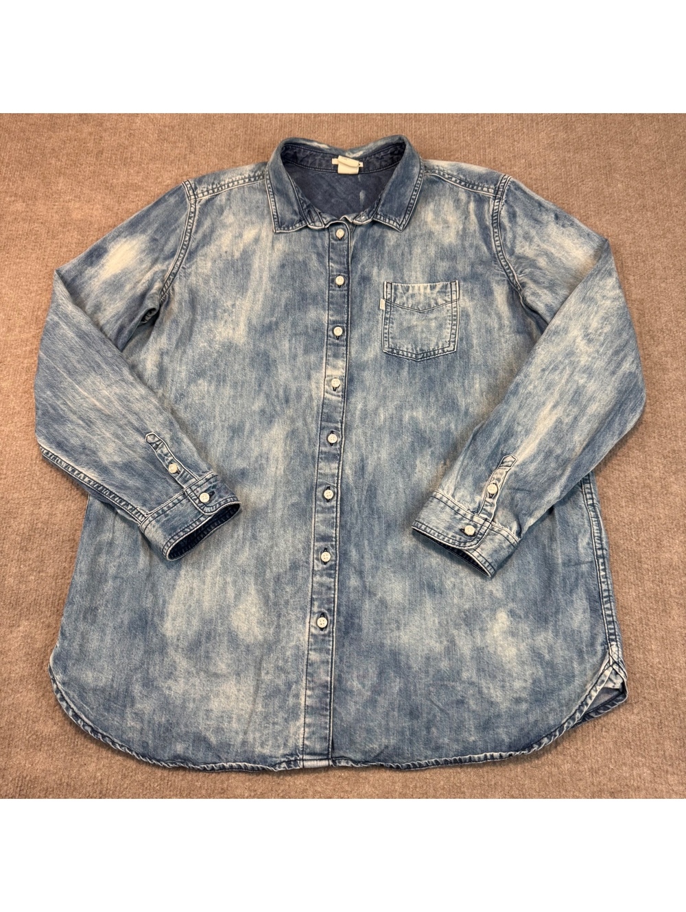 Levi's Acid Wash Denim Shirt Womens XL Western Ranch Button Up Chambray